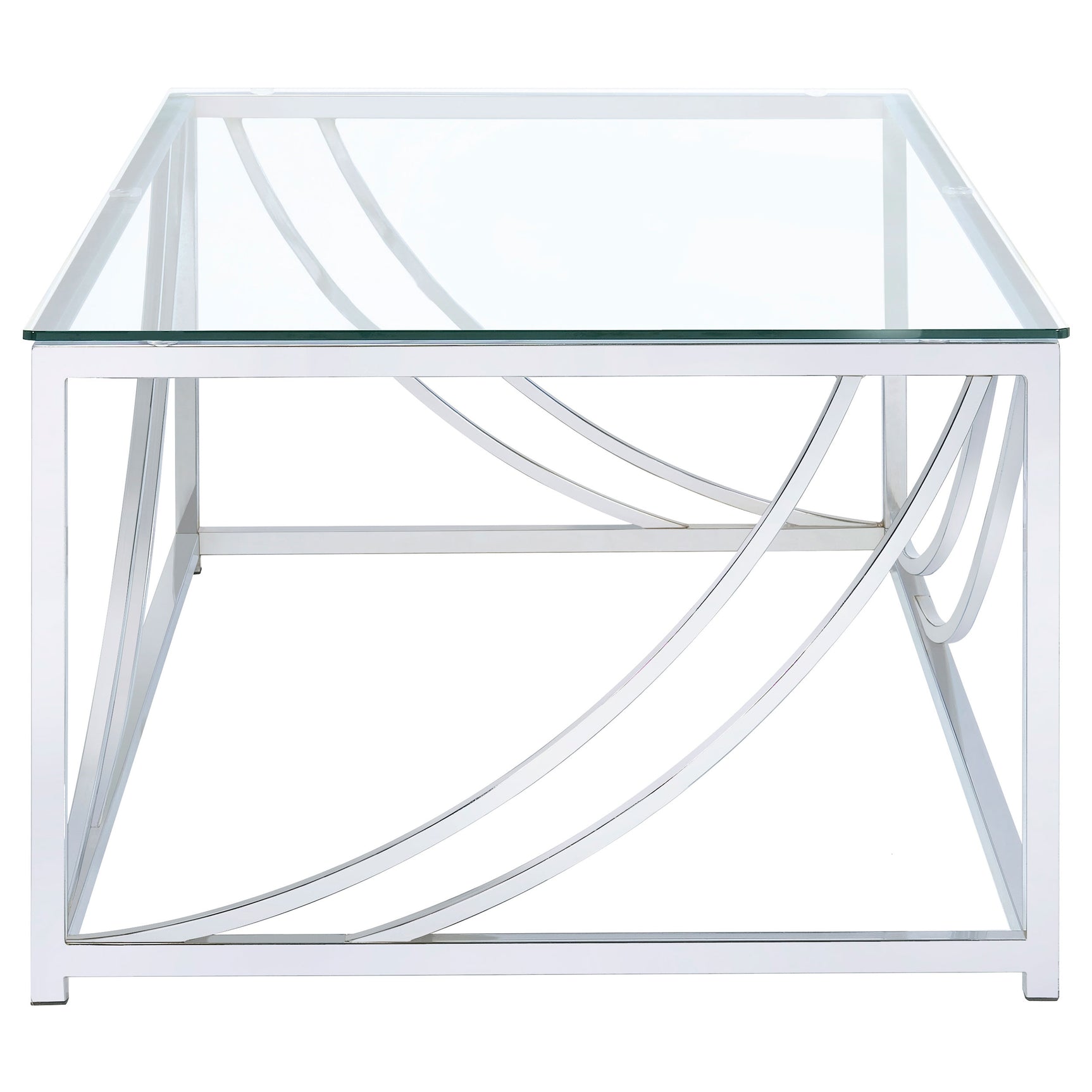 Lille Rectangular Glass Top Coffee Table Chrome - Tampa Furniture Outlet