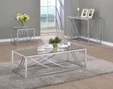Lille Rectangular Glass Top Coffee Table Chrome - Tampa Furniture Outlet