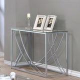 Lille Glass Top Entryway Console Table Accents Chrome - Tampa Furniture Outlet