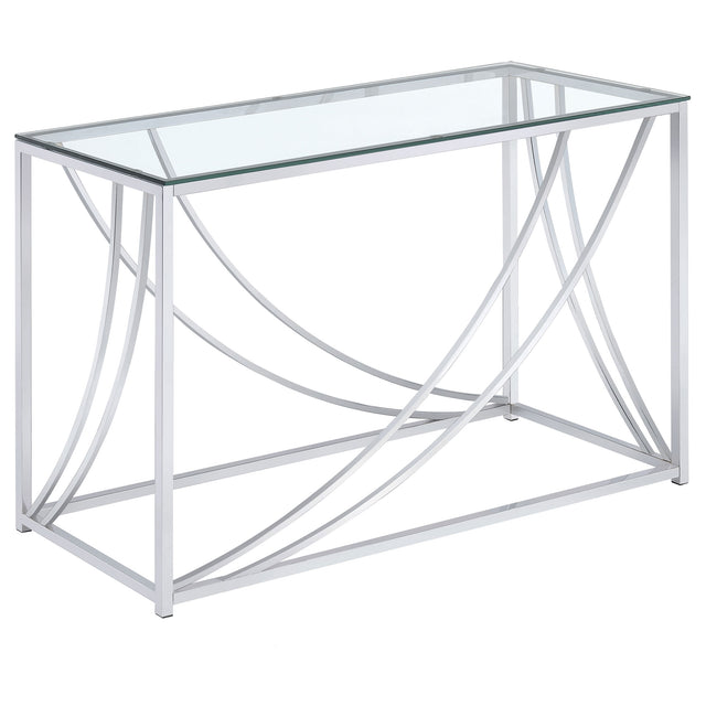Tampa Furniture Outlet - Coaster - Lille Glass Top Entryway Console Table Accents Chrome - 720499
