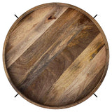 Adhvik Round Wood Top Marble Shelf Coffee Table Natural - Tampa Furniture Outlet