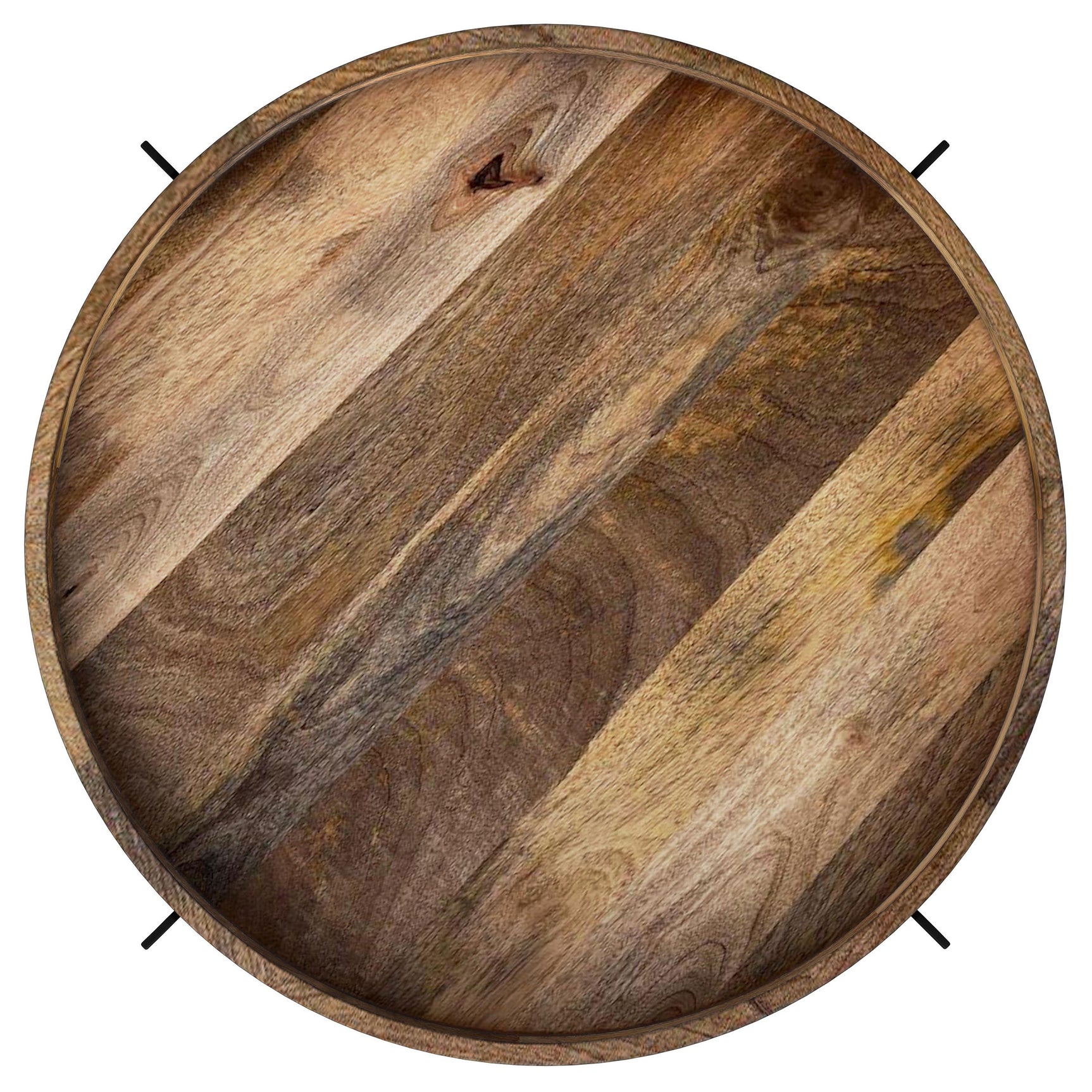 Adhvik Round Wood Top Marble Shelf Coffee Table Natural - Tampa Furniture Outlet