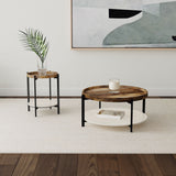 Adhvik Round Wood Top Marble Shelf Coffee Table Natural - Tampa Furniture Outlet