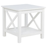 Tampa Furniture Outlet - Coaster - Skyview Square Pine Wood Side End Table with Shelf White - 722087