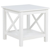 Tampa Furniture Outlet - Coaster - Skyview Square Pine Wood Side End Table with Shelf White - 722087