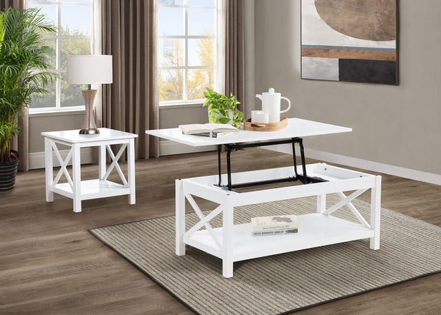 Tampa Furniture Outlet - Coaster - Skyview 2-piece Rectangular Lift Top Coffee Table Set White - 722088-S2