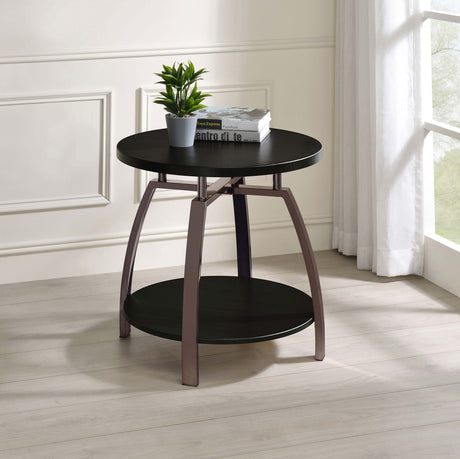 Dacre Round Engineered Wood Top Side End Table Dark Charcoal - Tampa Furniture Outlet