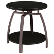 Tampa Furniture Outlet - Coaster - Dacre Round Engineered Wood Top Side End Table Dark Charcoal - 722207