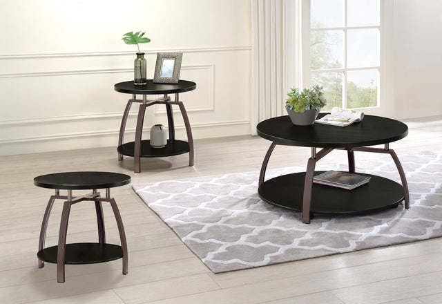 Tampa Furniture Outlet - Coaster - Dacre 3-piece Round Coffee and End Table Set Dark Charcoal - 722208-S3