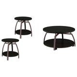 Dacre 3-piece Round Coffee and End Table Set Dark Charcoal - Tampa Furniture Outlet