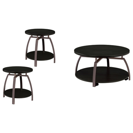 Dacre 3-piece Round Coffee and End Table Set Dark Charcoal - Tampa Furniture Outlet