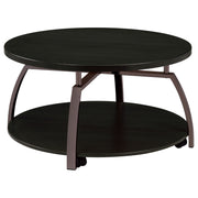 Tampa Furniture Outlet - Coaster - Dacre Round Engineered Wood Top Coffee Table Dark Charcoal - 722208