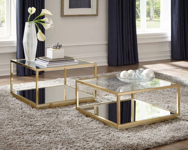 Tampa Furniture Outlet - Coaster - Renee 2-piece Square Coffee Table Set Rose Brass - 722660