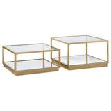 Renee 2-piece Square Coffee Table Set Rose Brass - Tampa Furniture Outlet