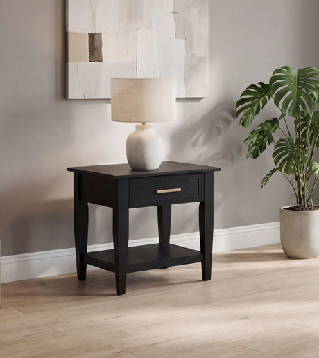Lindenton 1-drawer Wood Occasional Side End Table Black