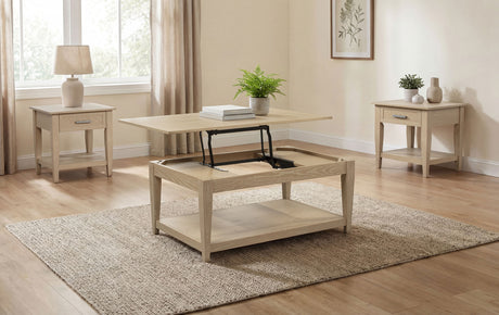Tampa Furniture Outlet - Coaster - Lindenton 3-piece Wood Lift-Top Coffee and End Table Set Blonde - 722758-S3