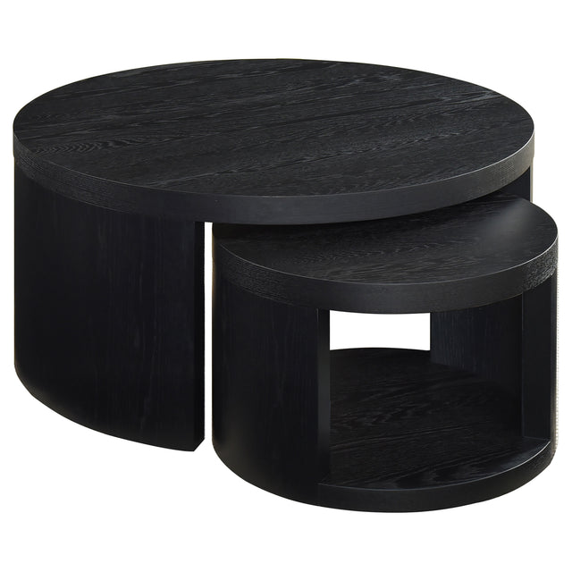 Tampa Furniture Outlet - Coaster - Sweeney 2-piece Round Wood Occasional Nesting Table Set Black - 722820