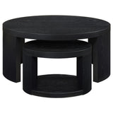 Sweeney 2-piece Round Wood Occasional Nesting Table Set Black