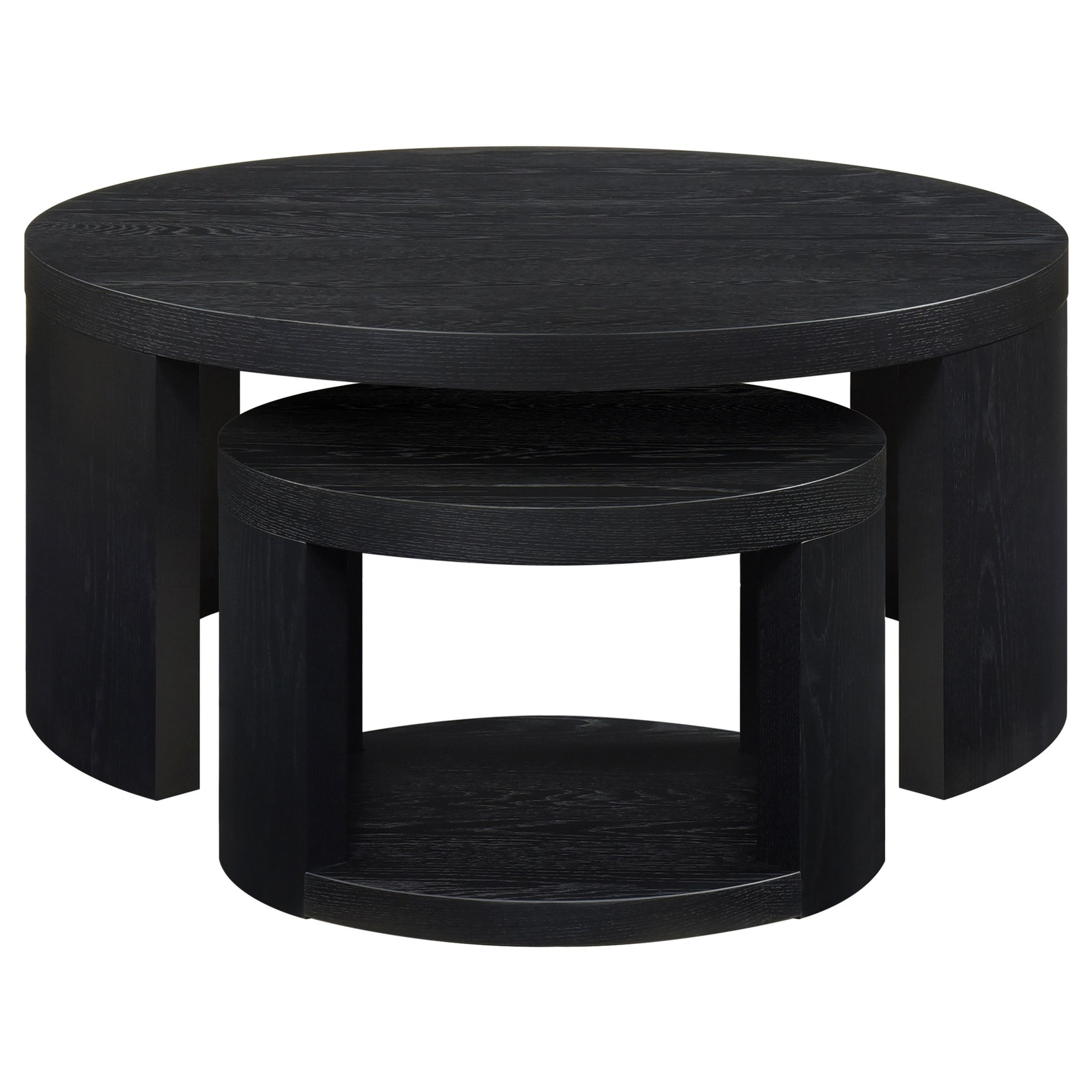 Sweeney 2-piece Round Wood Occasional Nesting Table Set Black