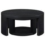 Sweeney 2-piece Round Wood Occasional Nesting Table Set Black