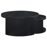 Sweeney 2-piece Round Wood Occasional Nesting Table Set Black