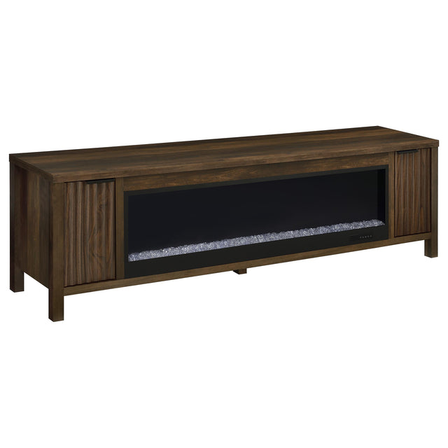 Tampa Furniture Outlet - Coaster - Carey 79-inch TV Stand Fireplace Media Console Dark Pine - 722823