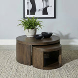 Sweeney 2-piece Round Wood Occasional Nesting Table Set Dark Walnut