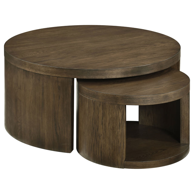 Tampa Furniture Outlet - Coaster - Sweeney 2-piece Round Wood Occasional Nesting Table Set Dark Walnut - 722830