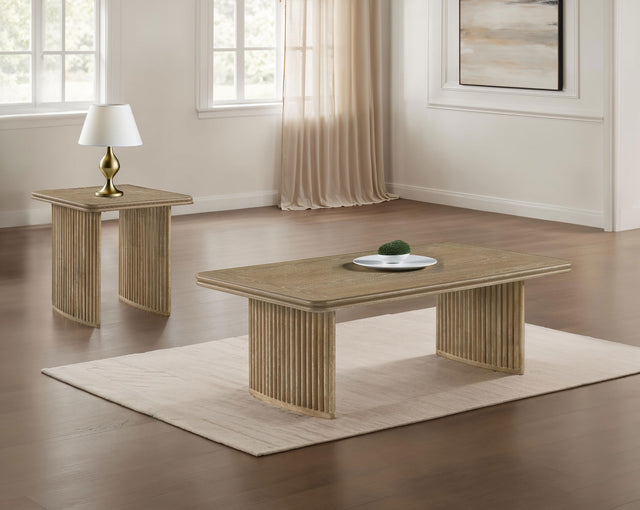 Tampa Furniture Outlet - Coaster - Adina 2-piece Wood Coffee Table Set Distressed Light Brown - 722858-S2