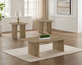 Tampa Furniture Outlet - Coaster - Adina 3-piece Wood Coffee Table Set Distressed Light Brown - 722858-S3