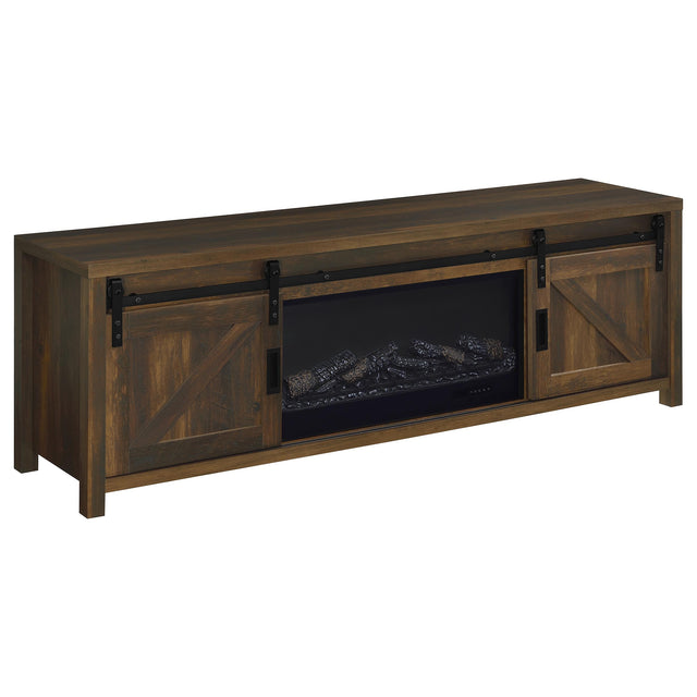 Tampa Furniture Outlet - Coaster - Enfield 71-inch TV Stand Fireplace Media Console Dark Pine - 722863