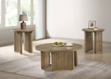 Adina Round Wood Side End Table Distressed Light Brown