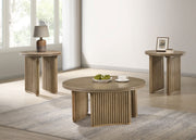 Tampa Furniture Outlet - Coaster - Adina 3-piece Round Coffee Table Set Distressed Light Brown - 722938-S3