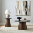 Tampa Furniture Outlet - Coaster - Franklin 2-piece Round Pedestal Coffee Table Set Grey and Dark Brown - 722978-S2