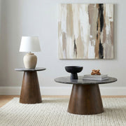 Tampa Furniture Outlet - Coaster - Franklin 2-piece Round Pedestal Coffee Table Set Grey and Dark Brown - 722978-S2