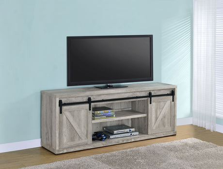 Brockton 2-door Engineered Wood 71-inch TV Stand Grey Driftwood - Tampa Furniture Outlet