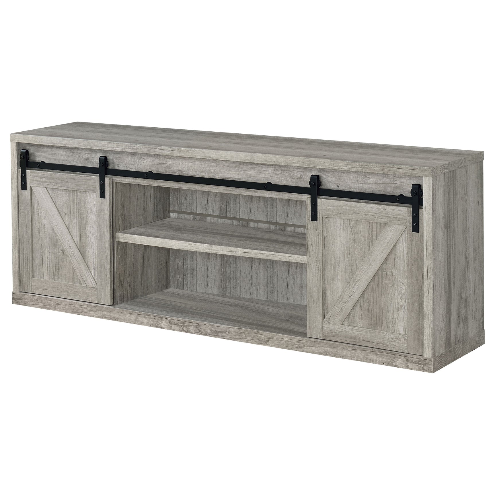 Brockton 2-door Engineered Wood 71-inch TV Stand Grey Driftwood - Tampa Furniture Outlet