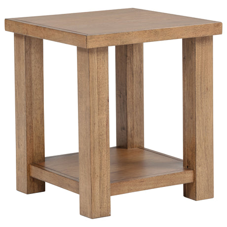 Tampa Furniture Outlet - Coaster - Beasley Square Wood End Side Table With Shelf Golden Oak - 723327