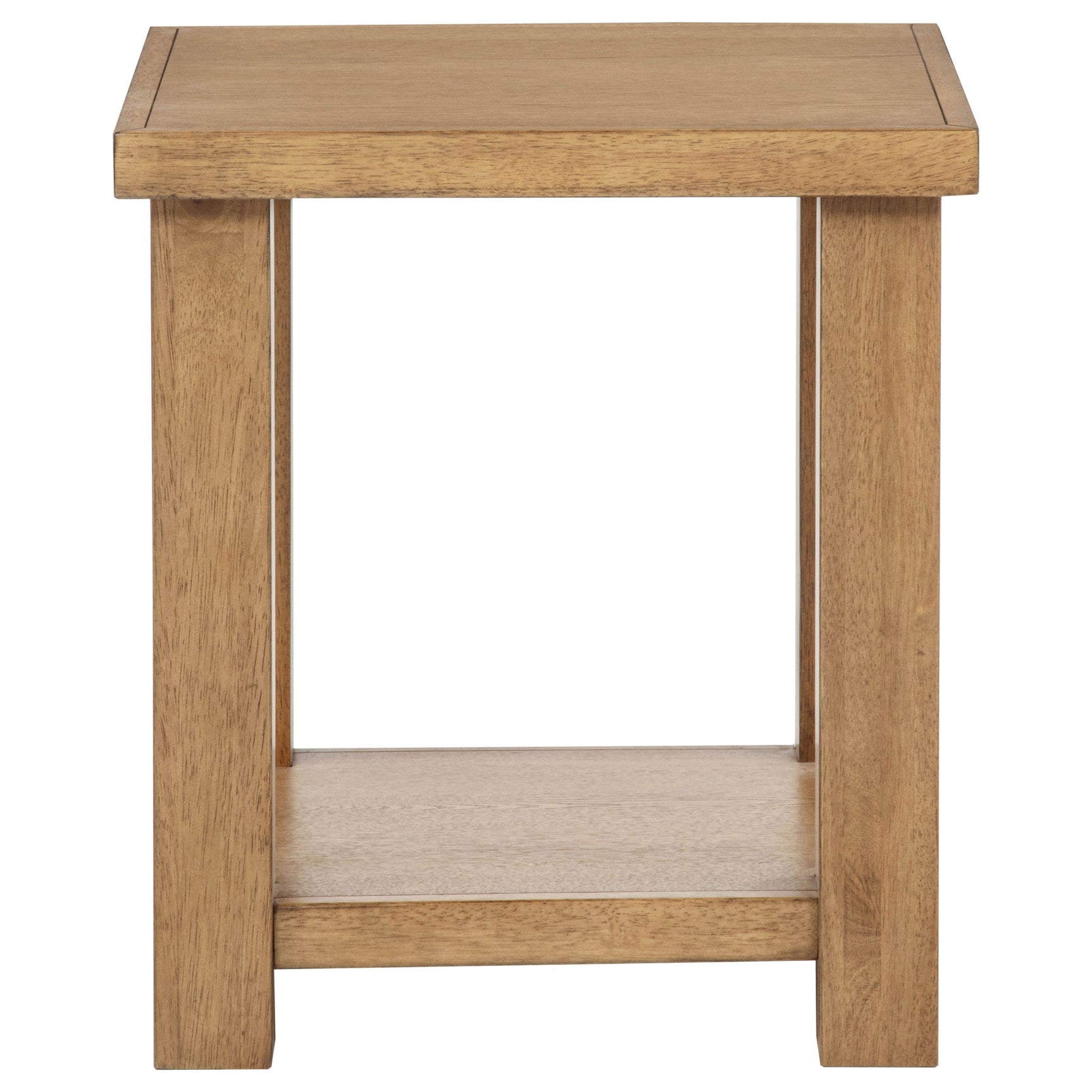 Beasley Square Wood End Side Table With Shelf Golden Oak