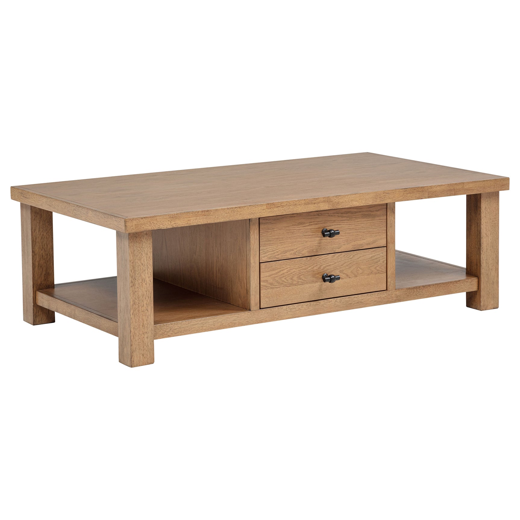 Tampa Furniture Outlet - Coaster - Beasley 2-Drawer Wood Coffee Table Golden Oak - 723328