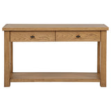 Beasley 2-Drawer Wood Console Table Golden Oak