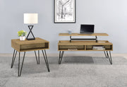 Tampa Furniture Outlet - Coaster - Fanning 2-piece Lift Top Coffee and End Table Set Golden Oak - 723368-S2