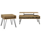Fanning 2-piece Lift Top Coffee and End Table Set Golden Oak - Tampa Furniture Outlet