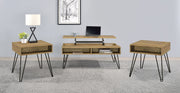 Tampa Furniture Outlet - Coaster - Fanning 3-piece Lift Top Coffee and End Table Set Golden Oak - 723368-S3