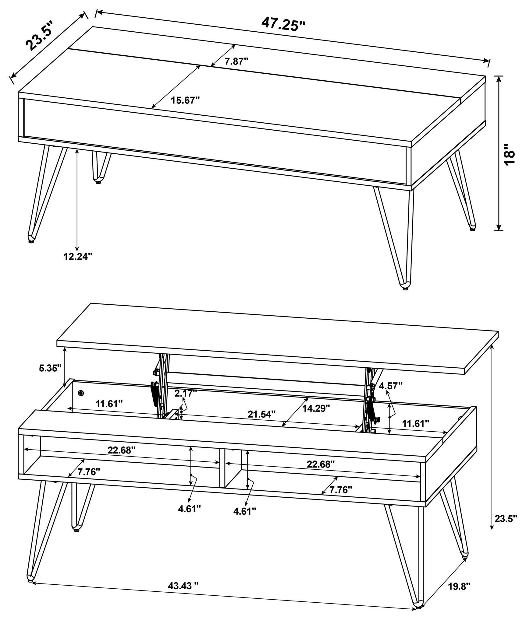 Fanning Engineered Wood Lift Top Coffee Table Golden Oak - Tampa Furniture Outlet