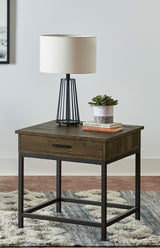 Byers 1-drawer Square Engineered Wood End Table Brown Oak - Tampa Furniture Outlet