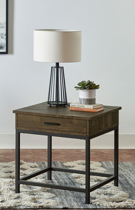 Byers 1-drawer Square Engineered Wood End Table Brown Oak - Tampa Furniture Outlet