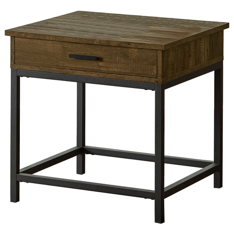 Tampa Furniture Outlet - Coaster - Byers 1-drawer Square Engineered Wood End Table Brown Oak - 723777