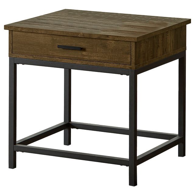 Tampa Furniture Outlet - Coaster - Byers 1-drawer Square Engineered Wood End Table Brown Oak - 723777