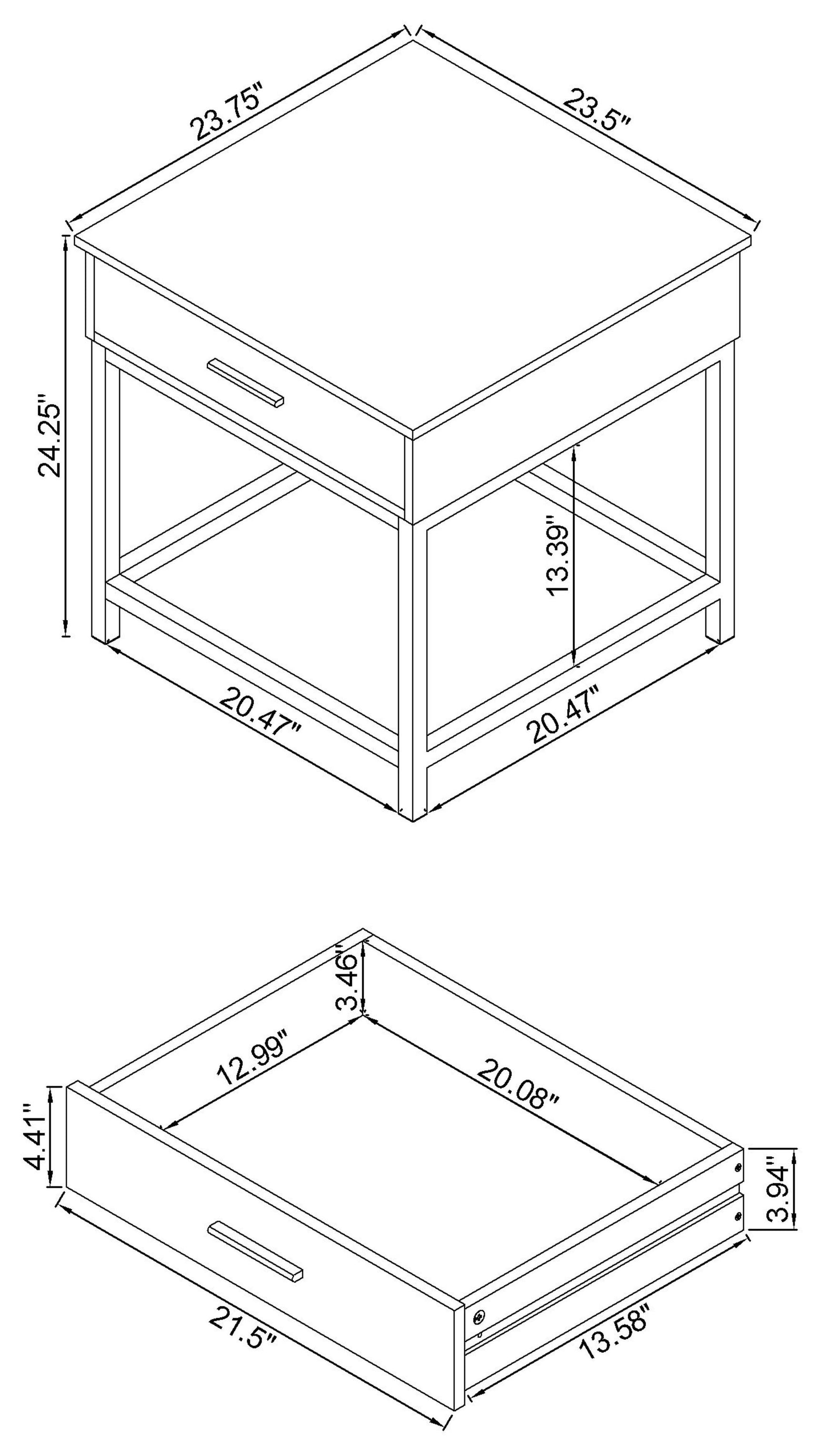 Byers 1-drawer Square Engineered Wood End Table Brown Oak - Tampa Furniture Outlet